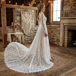 Vestido de novia bohemio vintage