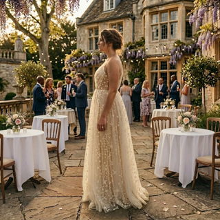 Starry Tulle A-Line Bridal Gown