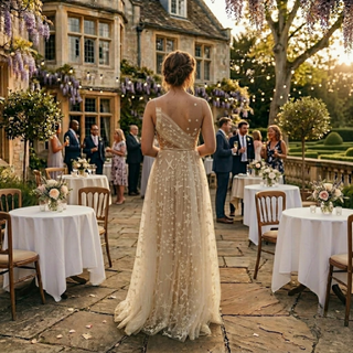 Starry Tulle A-Line Bridal Gown