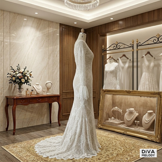 Vestido de novia vintage de manga larga