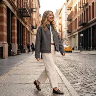 Stand Collar Textured Jacket