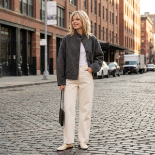 Stand Collar Textured Jacket