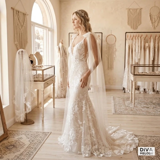 Vestido de novia con silueta de sirena