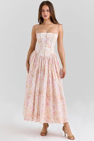 French-Style Spaghetti Strap Knee-Length Dress