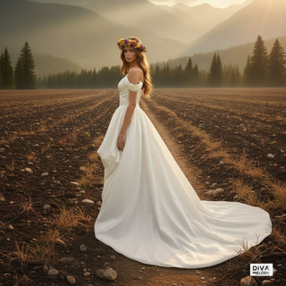 Off-Shoulder High-Low Corset Wedding Dress