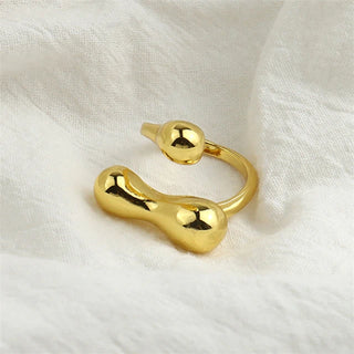 Glossy Wide Version Exaggerated Metal Adjustable Rings - Diva Melody