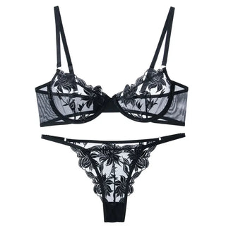 Embroidered Lace Lingerie Set