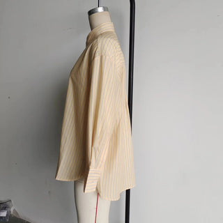 Thin Collar Top Vintage Striped Shirt