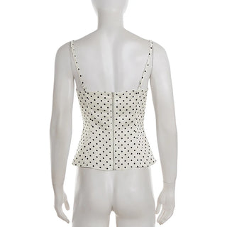 Contrast Lace Polka Dot Tailored Camisole