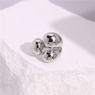 Glossy Wide Version Exaggerated Metal Adjustable Rings - Diva Melody