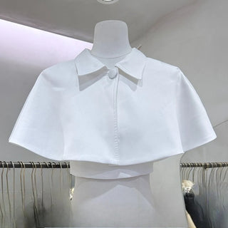 White Cape Collar Two Piece Mini Skirt Set