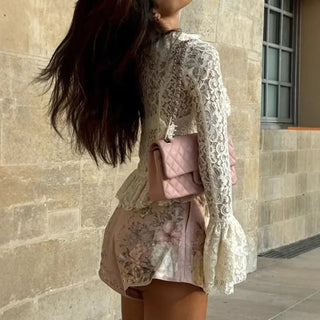 Lace Patchwork Square Neck Top