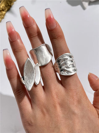 Chunky Rope Irregular Geometric Hollow Matte Rings Jewelry - Diva Melody