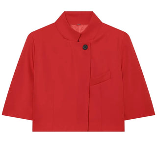 Stand Collar Cropped Wide Sleeve Blazer