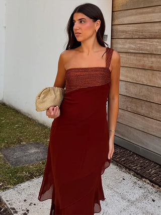 Strapless Layered Chiffon Ankle-Length Dress