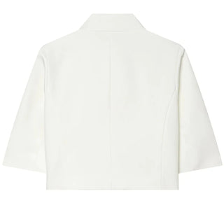 Stand Collar Cropped Wide Sleeve Blazer