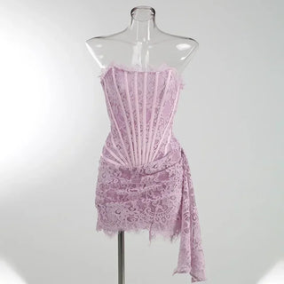 Elegant Strapless Lace Dress