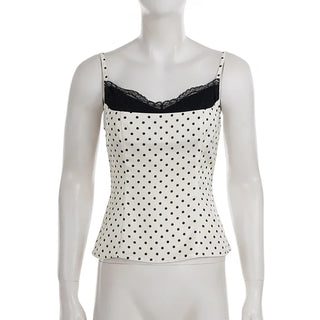 Contrast Lace Polka Dot Tailored Camisole