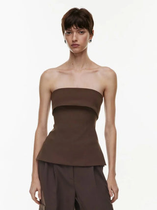 Simple Strapless Split Side Tube Top