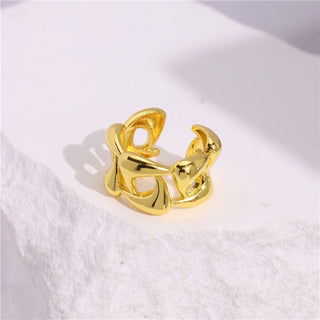 Glossy Wide Version Exaggerated Metal Adjustable Rings - Diva Melody