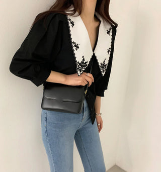 Elegant Embroidered Lace Half Sleeve Blouse