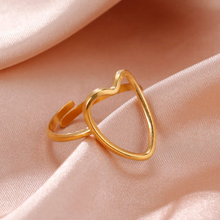 Geometric Heart Aesthetic Adjustable Ring Party Jewelry Gifts - Diva Melody