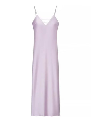 Elegant Satin V-Neck Backless Maxi Dress