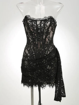 Lace Panel Corset Mini Dress