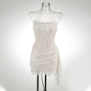 Elegant Strapless Lace Dress