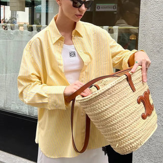 Thin Collar Top Vintage Striped Shirt