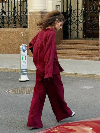 Single Breasted Shirt & Elastic Waist Pants Set