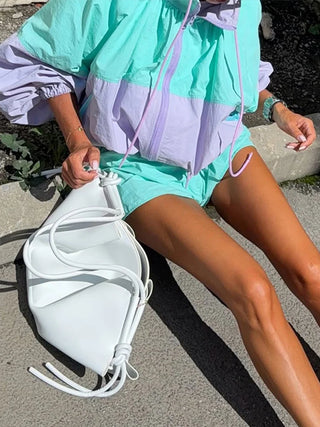 Pastel Colorblock Zip-Up Windbreaker and Shorts Set