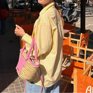 Thin Collar Top Vintage Striped Shirt