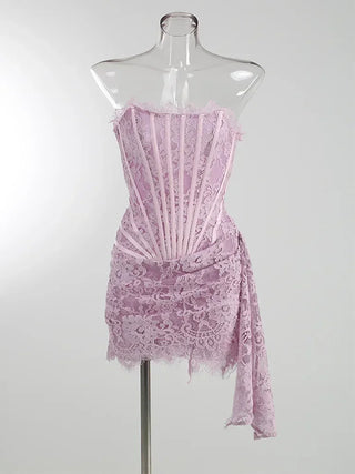 Lace Panel Corset Mini Dress