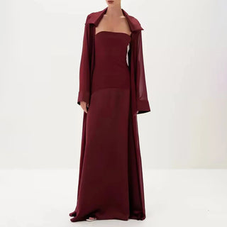 Strapless Maxi Dress and Sheer Duster Set
