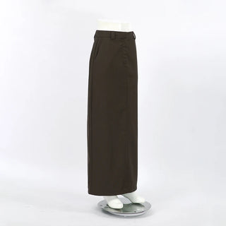 Chic High Waist Split Long Gray Brown Zipper Skirts