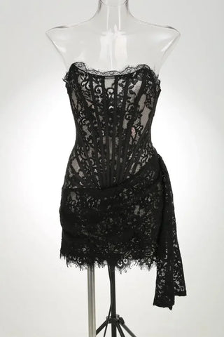 Lace Panel Corset Mini Dress