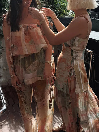 Floral Beaded Two Piece Maxi Dress