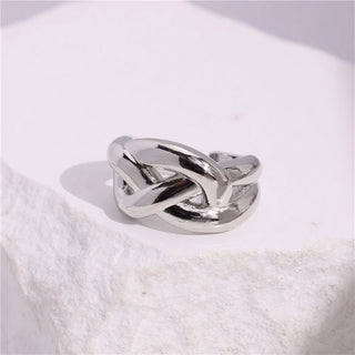 Glossy Wide Version Exaggerated Metal Adjustable Rings - Diva Melody