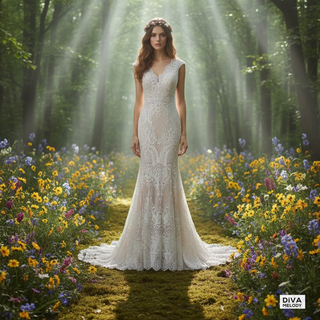 Vestido de novia bohemio de encaje vintage