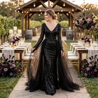 Gothic Sequin Mermaid Wedding Dress