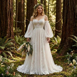 Sweetheart Lace Wedding Dress with Detachable Sleeves