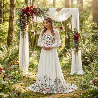 Detachable Sleeves Spaghetti Strap Wedding Dress