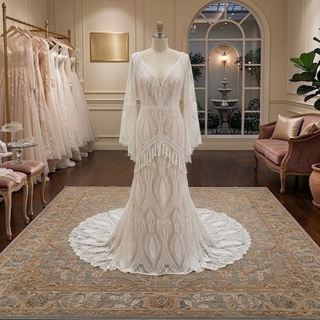 Boho Fringe Lace Wedding Dress