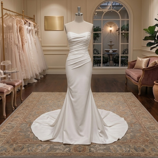 Ruched Strapless Satin Mermaid Wedding Dress