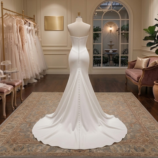 Ruched Strapless Satin Mermaid Wedding Dress