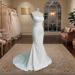Ruched Strapless Satin Mermaid Wedding Dress