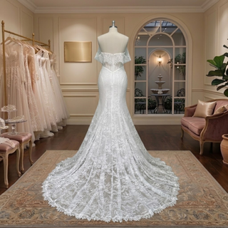 Off Shoulder Lace Mermaid Corset Wedding Dress