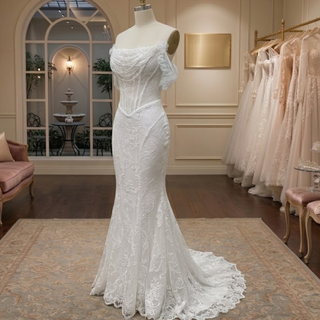 Off Shoulder Lace Mermaid Corset Wedding Dress