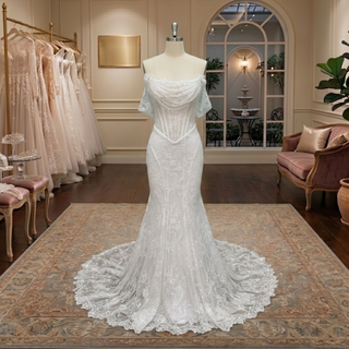 Off Shoulder Lace Mermaid Corset Wedding Dress